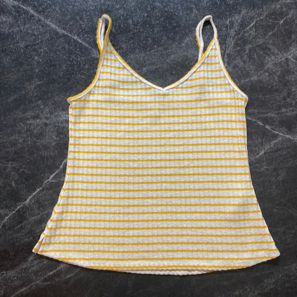 White and yellow ribbed tank from Old Navy